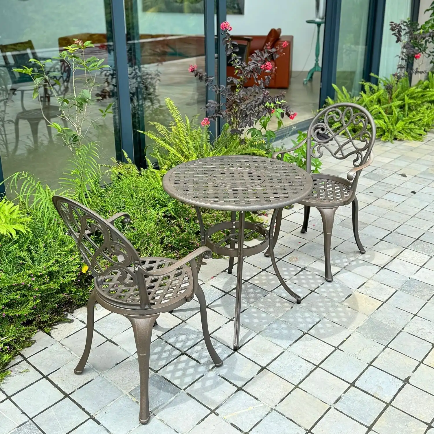 Bộ bàn ghế ban công BG-17C màu cát bàn D70cm - Ảnh 4